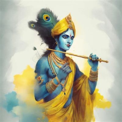 A Coroação de Krishna, uma obra-prima repleta de cores vibrantes e simbolismo religioso profundo!